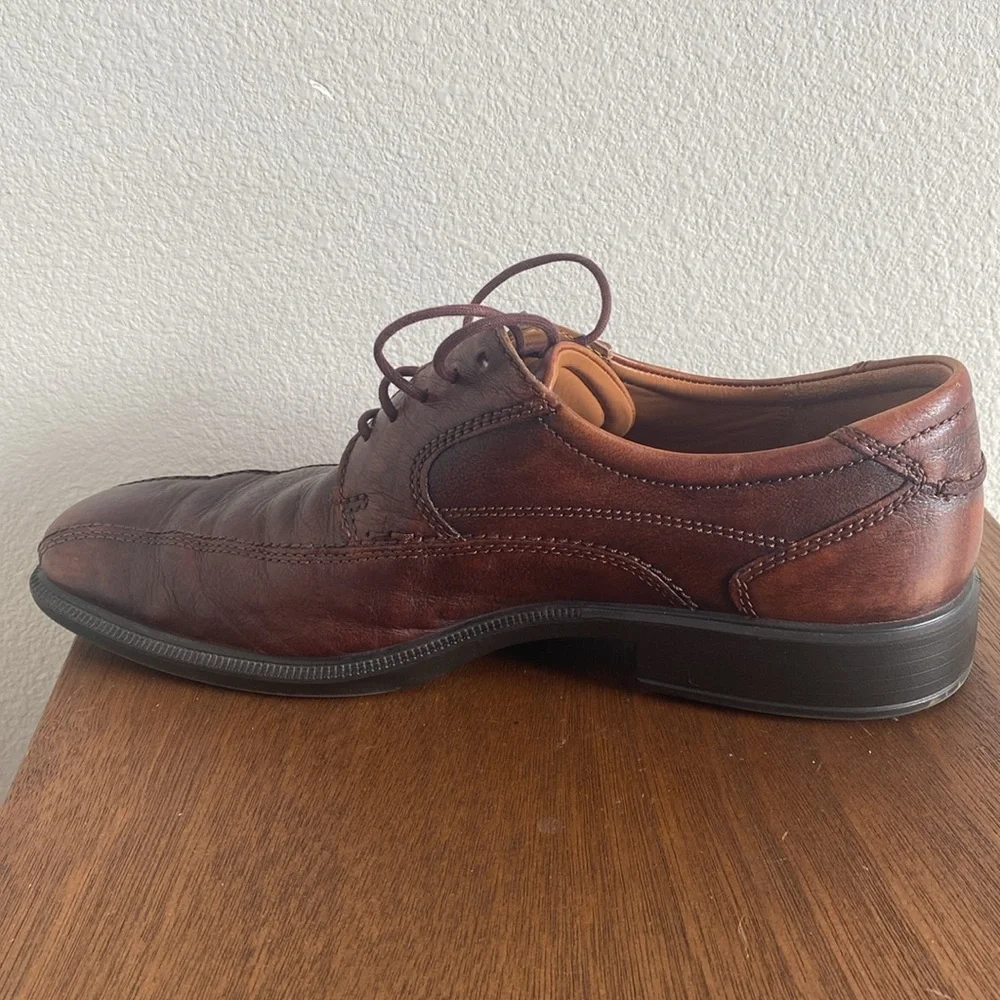 Ecco Men’s Leather Brown Dress Office Shoes, Square Toe, size 42
